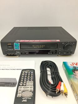 JVC, Super VHS VCR with remote, manual and cable.  Works fine.