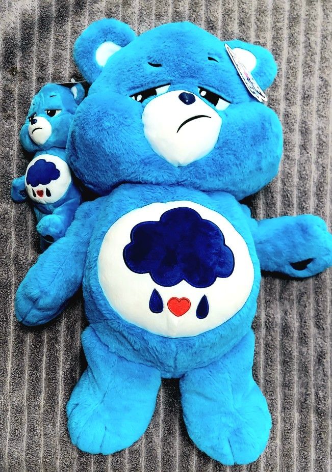 75$ Care Bear Bundle 2ft Blue Grumpy Bear And 6" Bear
