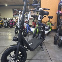 Electric Scooter with Seat & Basket for Adults & Teens - Long Range  - Black
