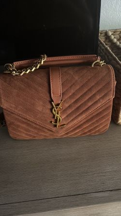College Medium Style Bag in Quilted Suede – Cinnamon
