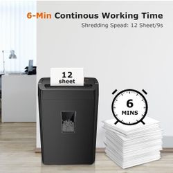  12-Sheet Cross Cut Paper Shredder, 5.5 Gal Home Office