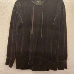 Black Velour Pullover Top Size Medium Shirt