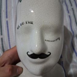 Traditional Tattooed Phrenology Head Bust