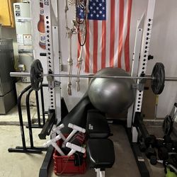Work Out Bench And Misc Equipment 