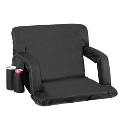 Folding Stadium Seat with Back Support, 20.5'' / 25'' Reclining Bleacher Seat Chairs with Back and Cushion, Portable Sport Events Camping Stadium Chai