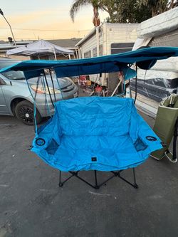 Double Folding Camp Chair with Canopy