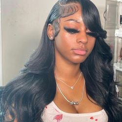 Black Lace front Wig Brazilian Human Hair 