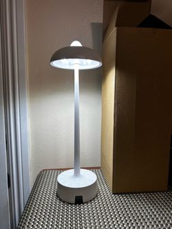White Cordless Rechargeable LED Desk Lamp 5200mAh, Waterproof 3-Level Dimming 2700K-6500K