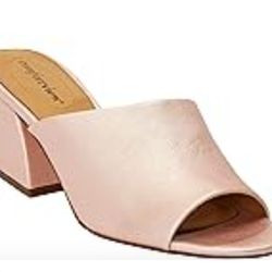 Comfortview Bailey Mule Sandals Pink Open Toe Block Heels Chunky Shimmer Sz 11WW