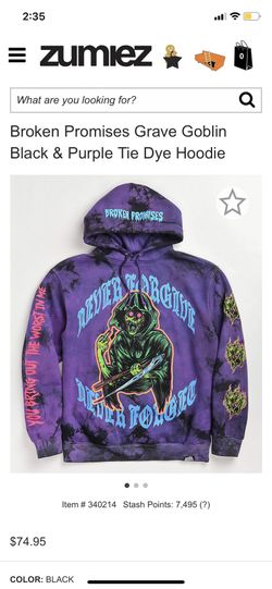 Broken Promises Grave Goblin Black u0026 Purple Tie Dye Hoodie for Sale in  Hazard, CA - OfferUp