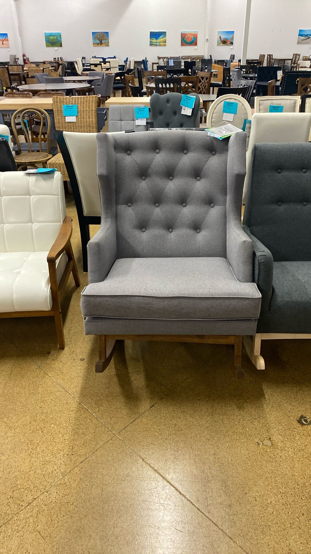 Baxton Studio Grey Rocking Chair