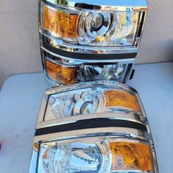 14-15 Chevrolet Silverado Headlights Luces Micas Calaveras Faros Faroles Focos Chevy Headlamps 