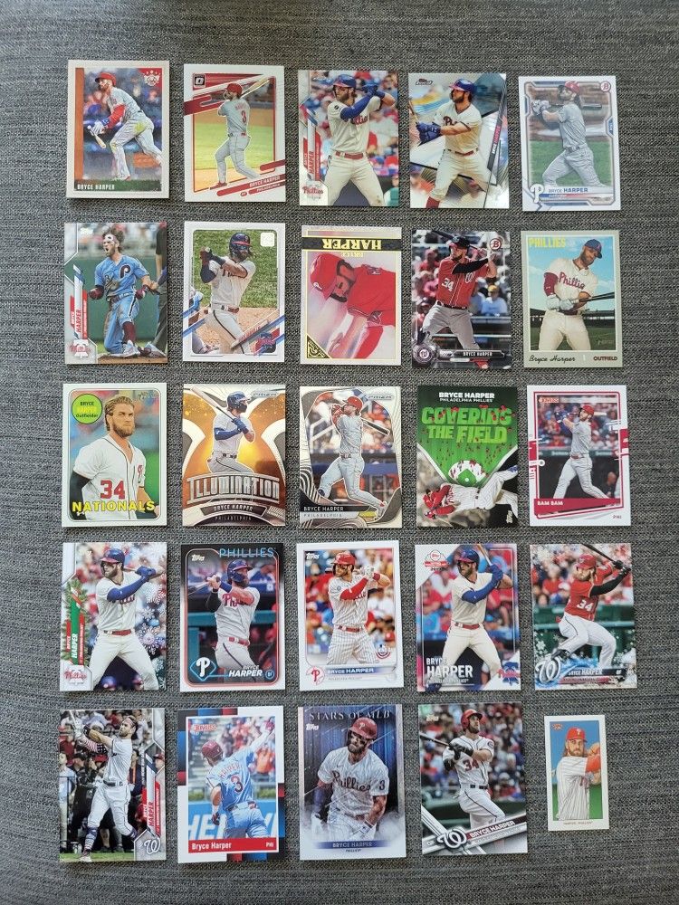 Lot of 25 Total Bryce Harper Baseball Cards MINT Philadelphia Phillies