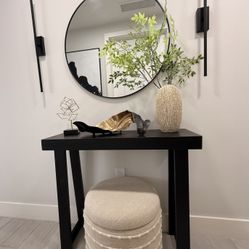 Black Solid Wood Console Table 