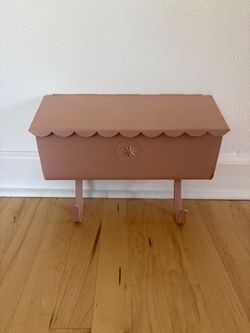 Vintage Scalloped Pale Pink Metal Mailbox