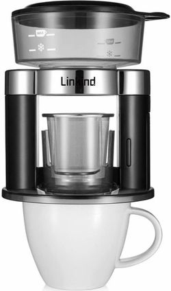 Automatic Pour Over Coffee Maker, 120ml One Cup Battery-Driven Brewer with Reusable Stainless Steel Filter