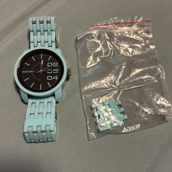 Rare Vintage Diesel Unisex Watch Tiffany Blue Extra Links 