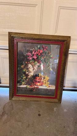 Vintage Framed Floral Still Life Wall Art Print