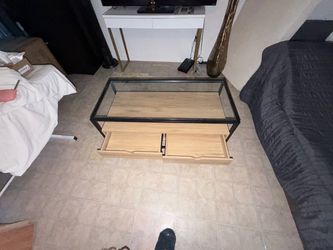 Glass Top Coffee Table with Drawers