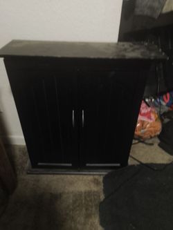 Black Wood Storage Cabinet with Doors