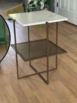 Antique Brass/Marble Nightstand or Side Table