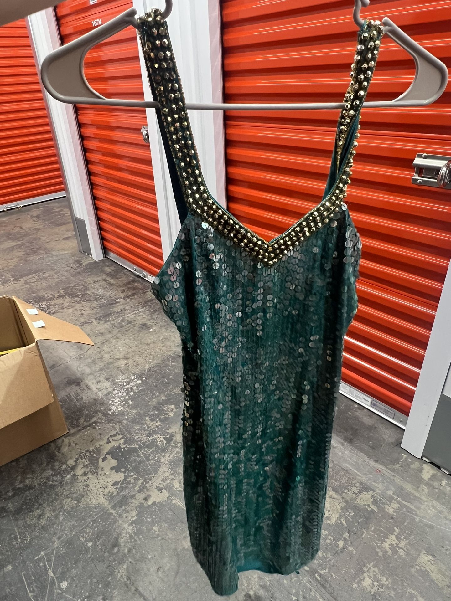 Fancy Teal Sequined Cocktail Dress - Size M