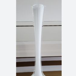 White Glass Eiffel Tower 31” Tall Floral Vase