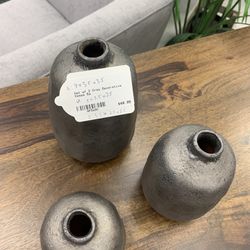 Set of 3 Grey Decorative Vases 5a