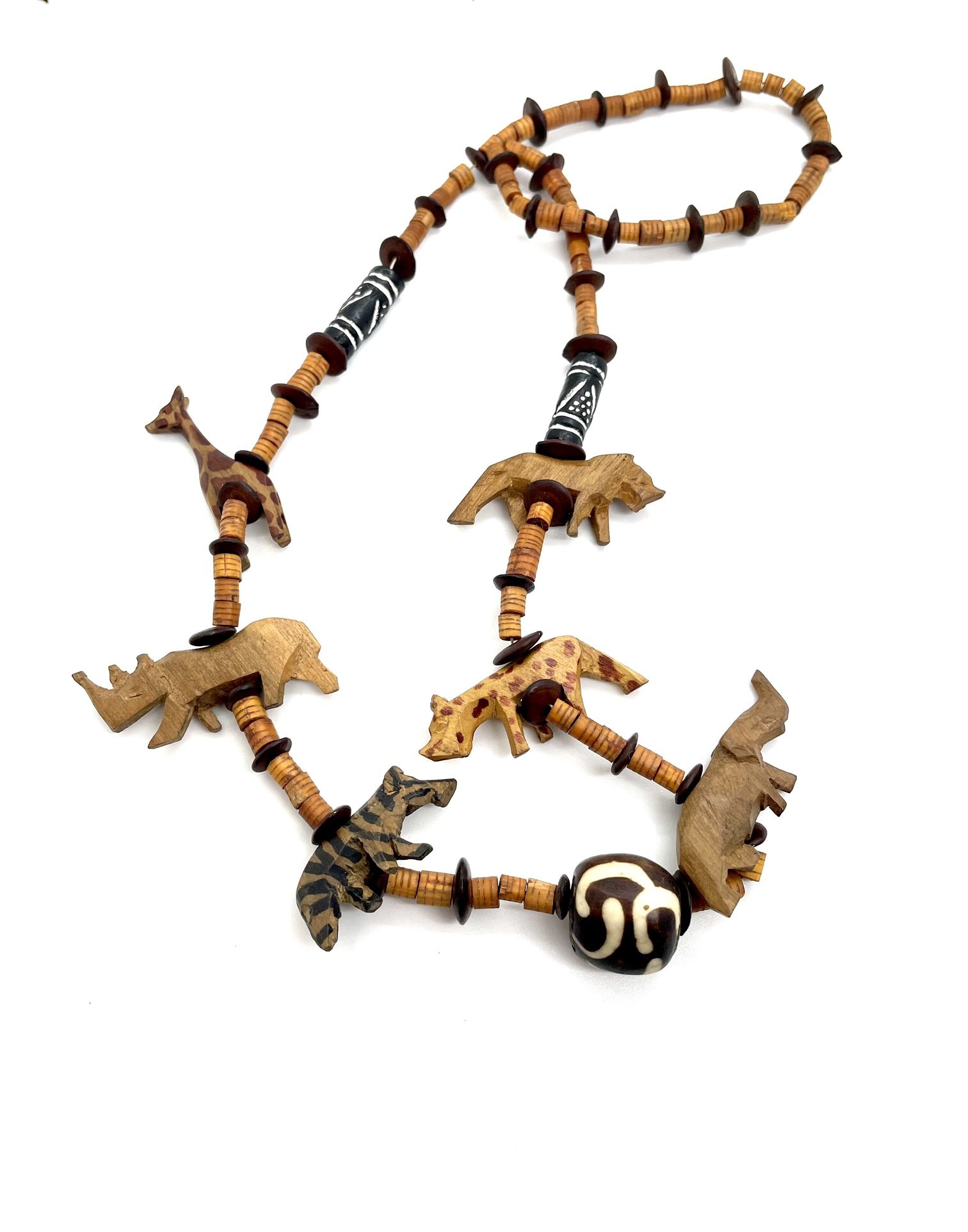 African Safari Wooden Necklace