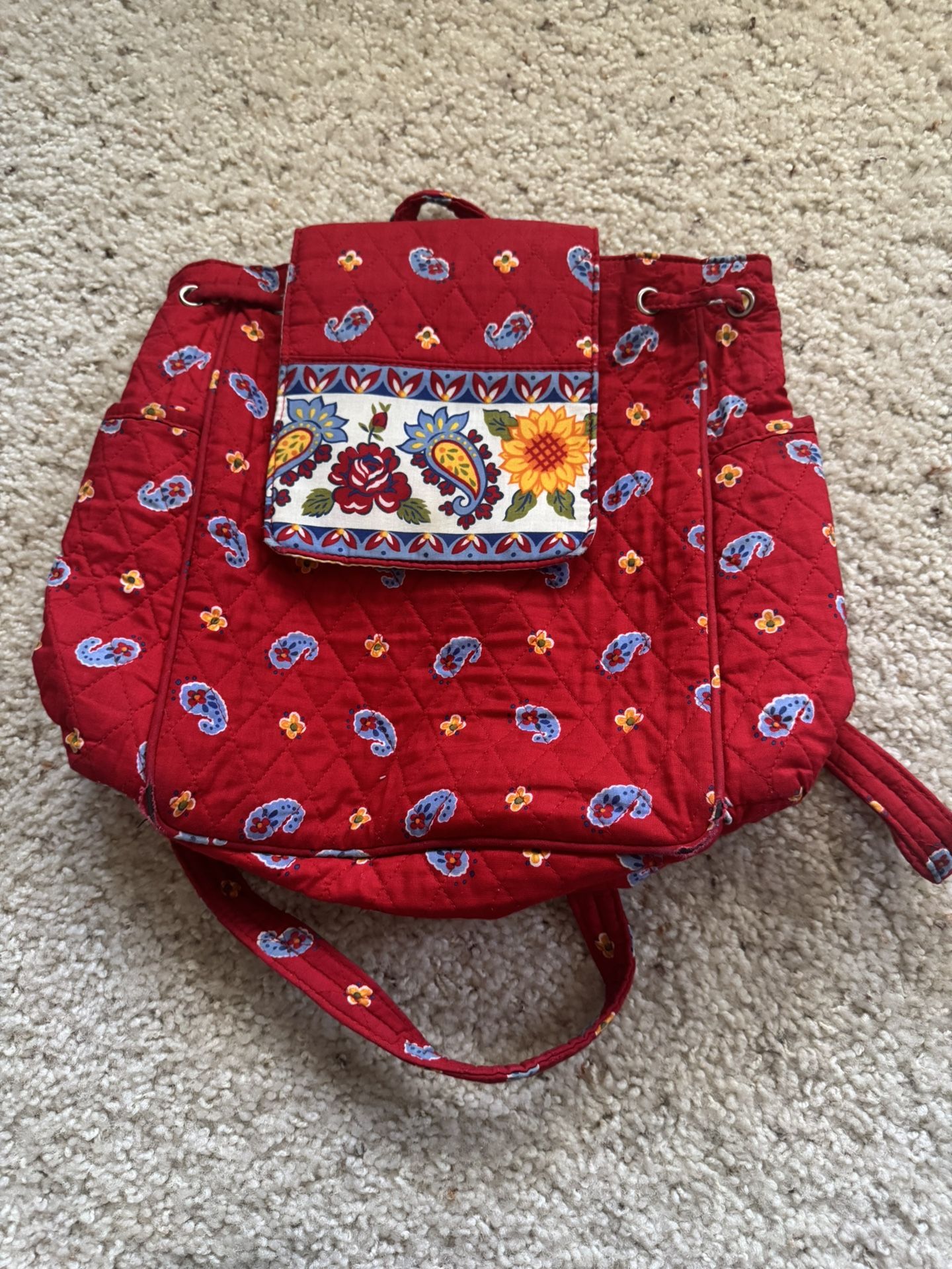 Red Quilted Backpack Purse