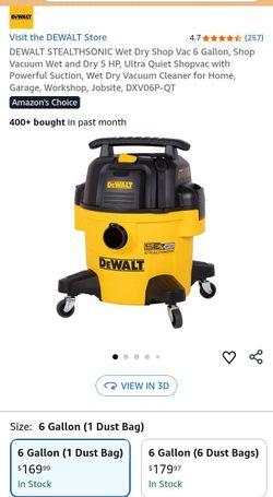 DEWALT STEALTHSONIC 6 Gallon Wet Dry Shop Vac