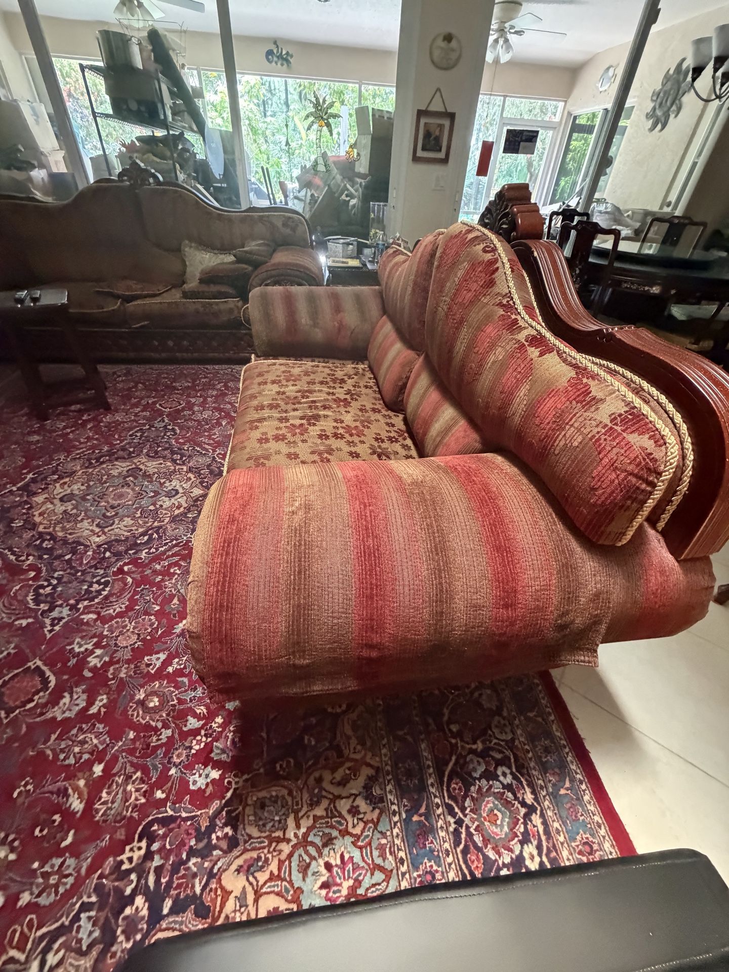Loveseat with removable cushions, Entire backrest can be removed 78” long x 37” wide, great gor AB&B