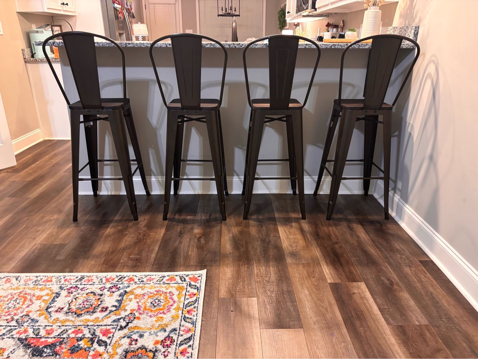 Set of 4 Counter Height Bar Stools – Wood & Metal
