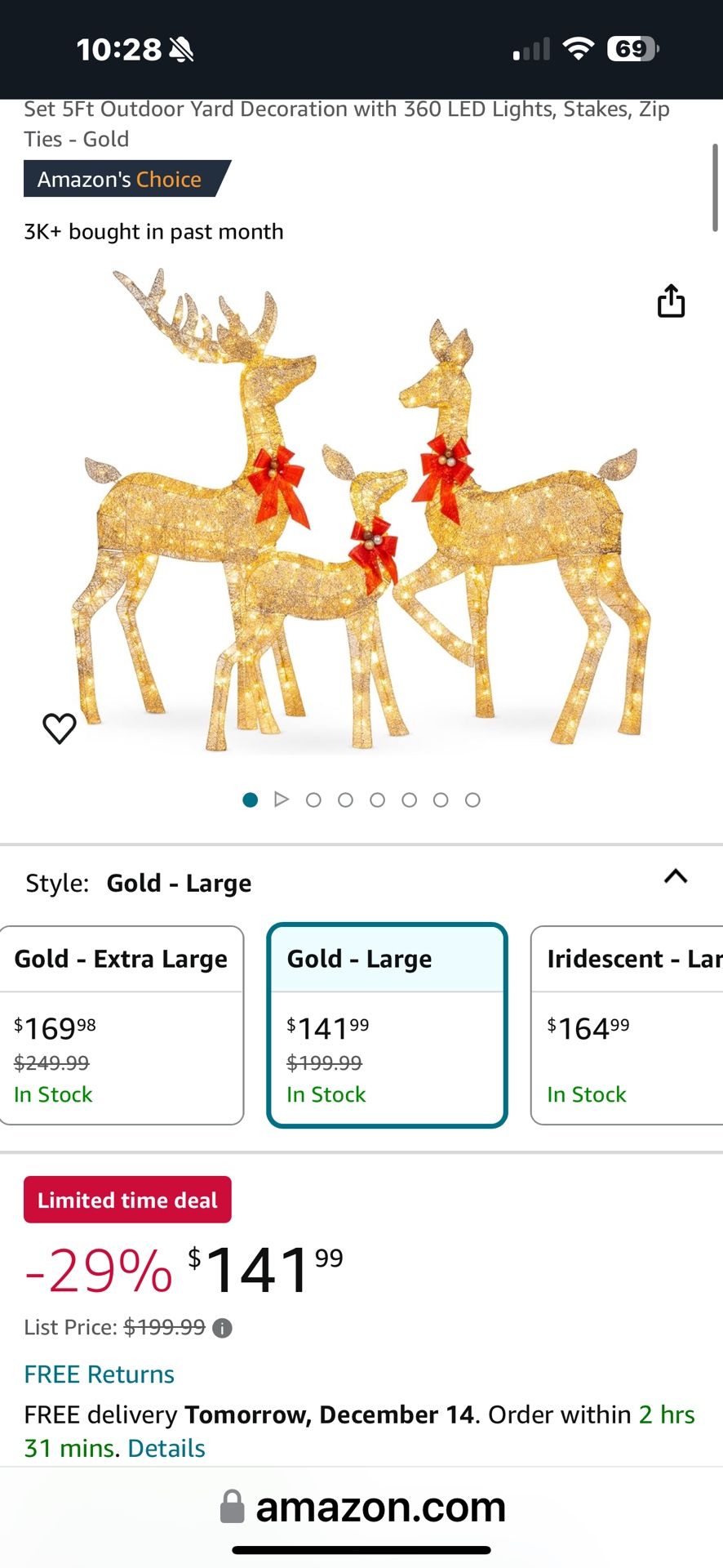 Brand New 3 Piece Deer Family Yard Decoration
