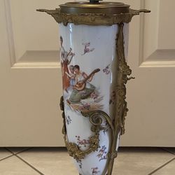 Antique French Sèvres Style Porcelain & Gilt Bronze Mantle Urn Vase 21"