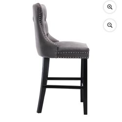 Velvet Bar Stools – Set of 2 (Gray)