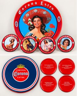 Vintage Corona Extra and Coaster set