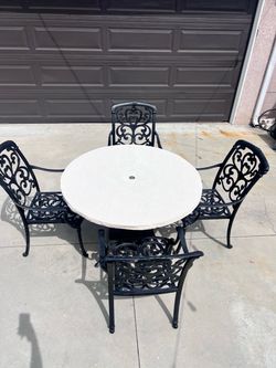 Ornate Outdoor Patio Table & 5-Chair Set