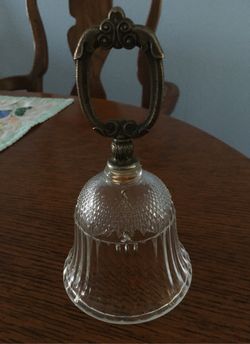 Pressed glass and metal dinner bell