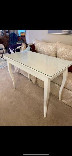 Office Or Computer Desk Table With Drawer And Protective Glass Top 