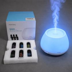 New In Box Color Changing Essential Oil Diffuser Fragrance Humidifier With 6 Bottles Of Oils Included
