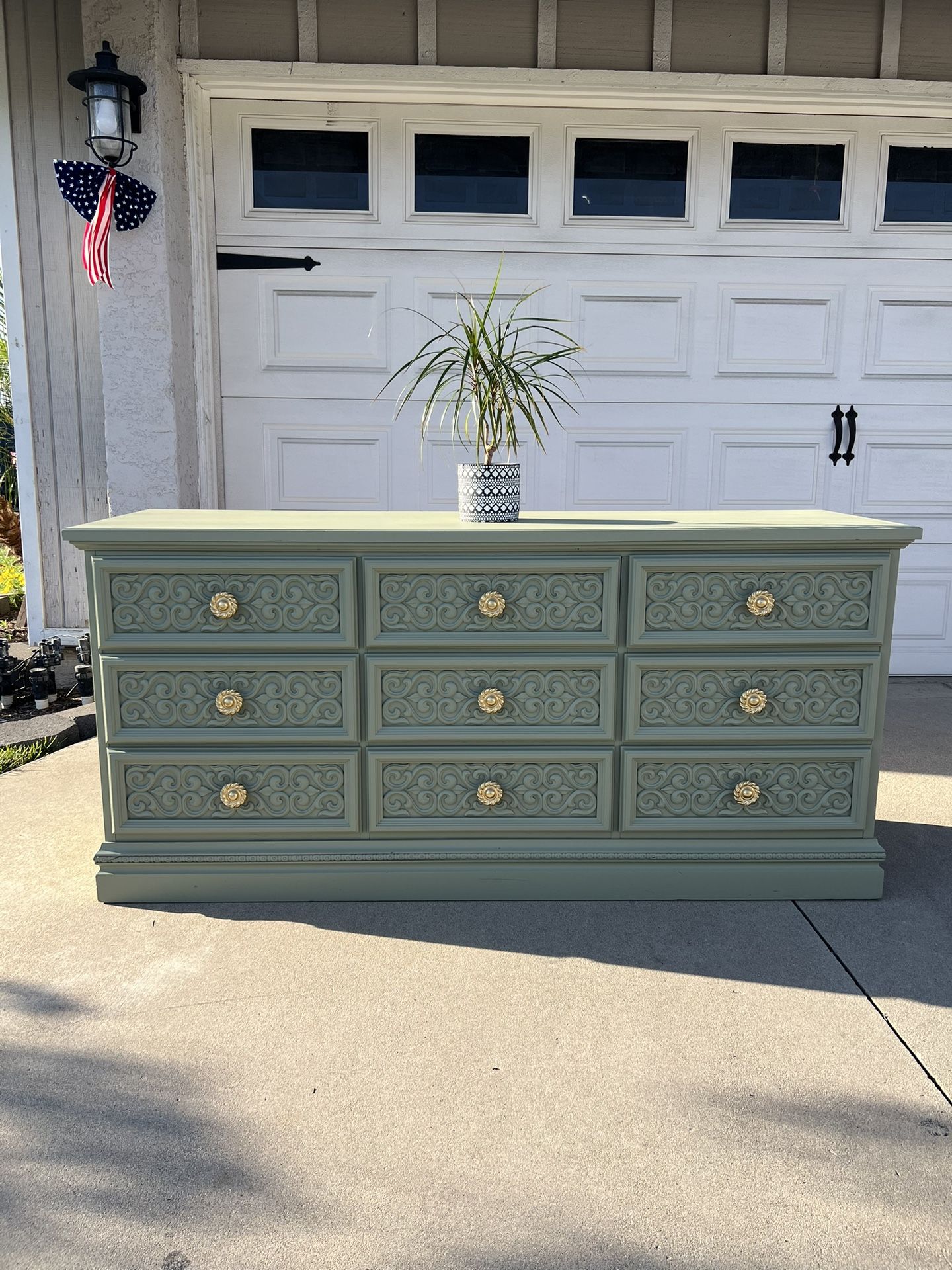 Beautiful Green Dresser With Matching Nightstand