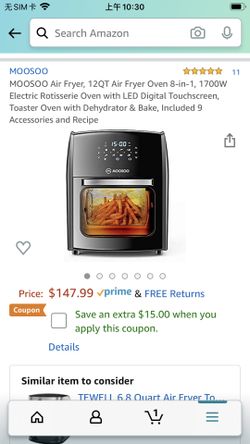 air fryer,12QT air fryer oven 8 in1,1700W