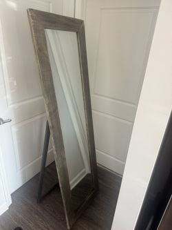 Full Length Mirror, Walnut Large Floor Mirror with Wood Frame