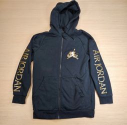 Nike Jordan Hoodie Mens Medium Black Full Zip Air Jordan Gold Graphic XL