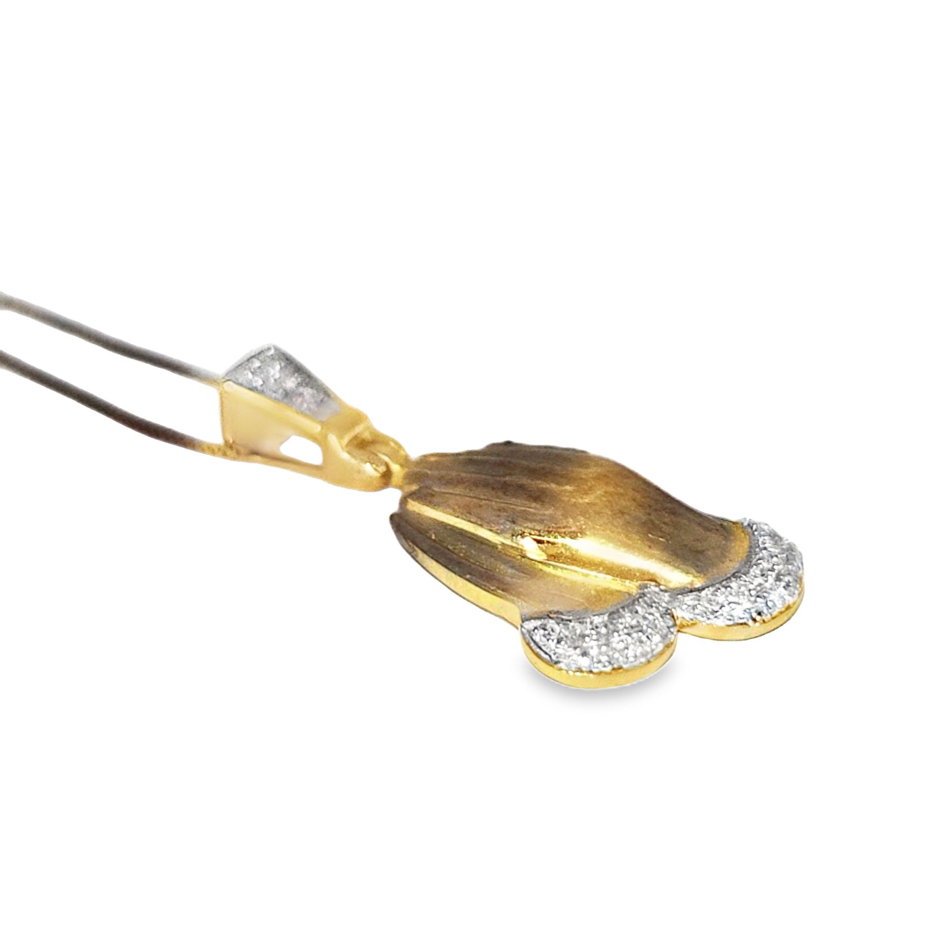 10k Yellow Gold Diamond Praying Hand Set 1/6 ctw