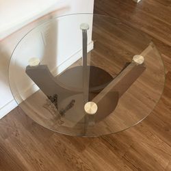 28 Inch Round Glass End Table