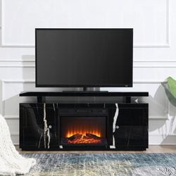 Brand New Black 59'inch TV Stand w Fireplace 