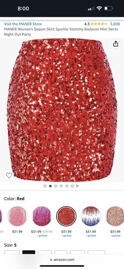 Red Sequin Skirt Size Small