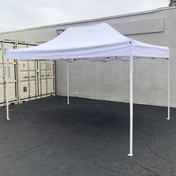 (Brand New) $145 Heavy-Duty 10x15 ft Popup Canopy Tent Instant Shade with Carry Bag, White/Blue 